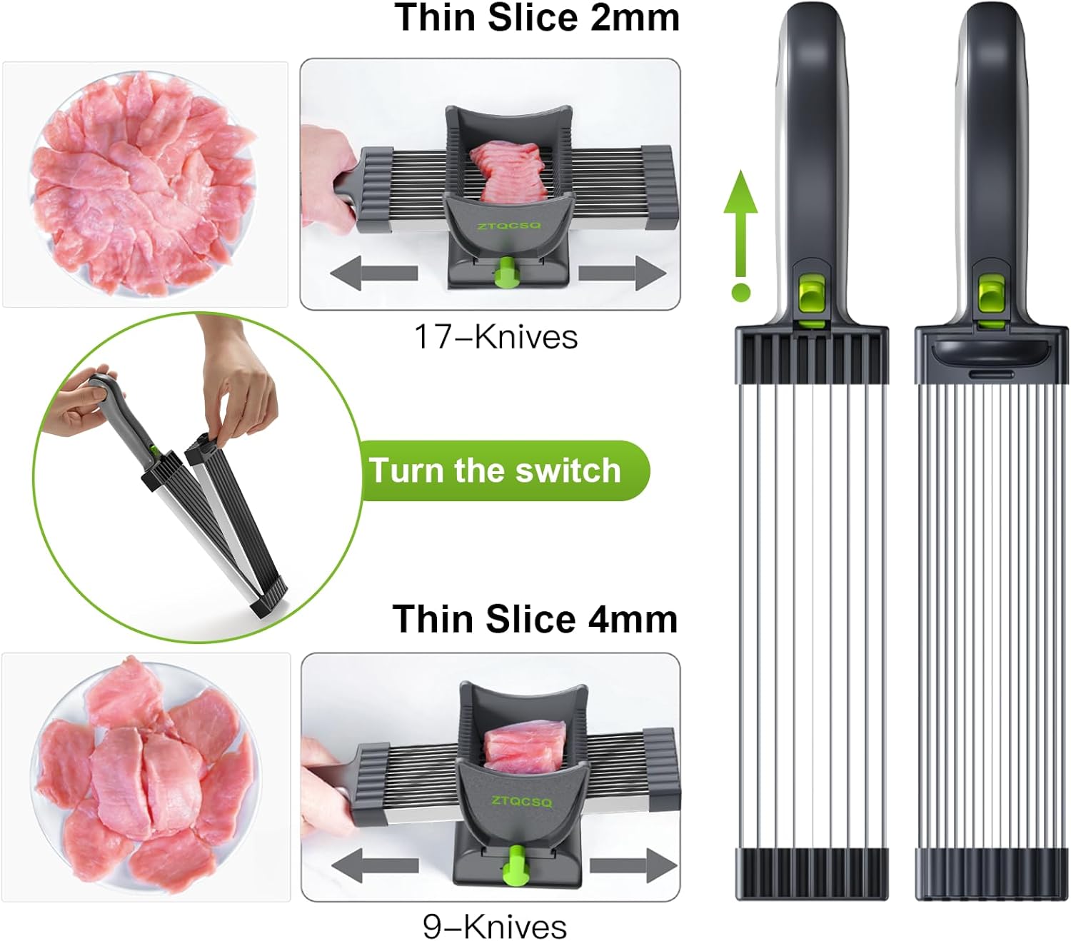 Fresh Meat Slicer Cleaver, Thickness Adjustable 2 or 4 mm, Manual Fresh Meat Cutter, Fresh Meat Slicing Shredding, Fresh Beef Pork Mutton for Home Cooking BBQ Hot Pot Meat Slicer, Meat Cleavers