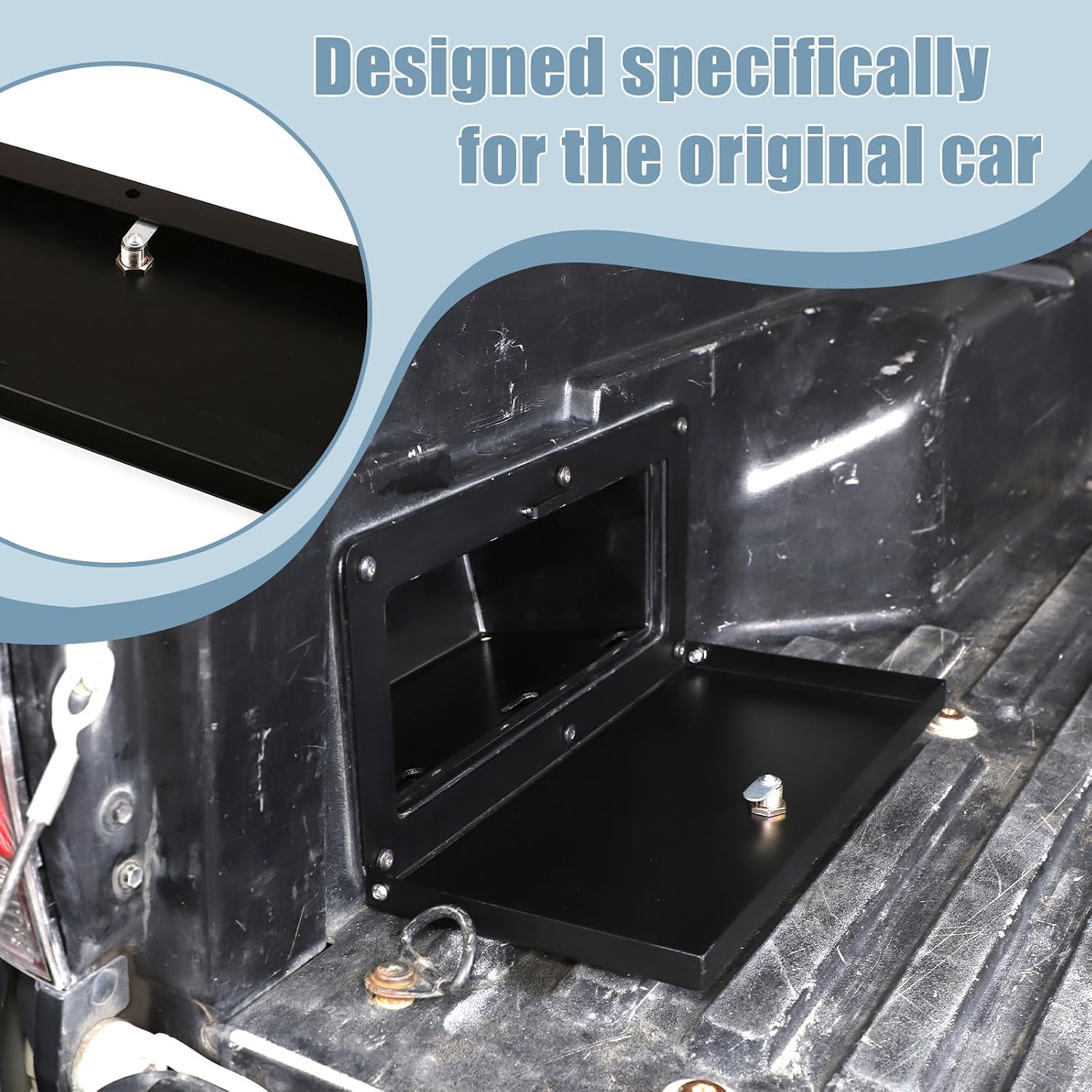 LLKUANG Alloy Tail box Side Storage Box Lock Cover for Toyota Tacoma 2005-2021 Pickup Truck Trunk Bed Storage Security Locking Lid