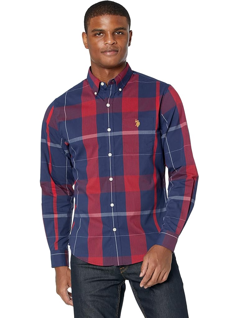 U.S. POLO ASSN. Long Sleeve Stretch Large Plaid Woven Shirt