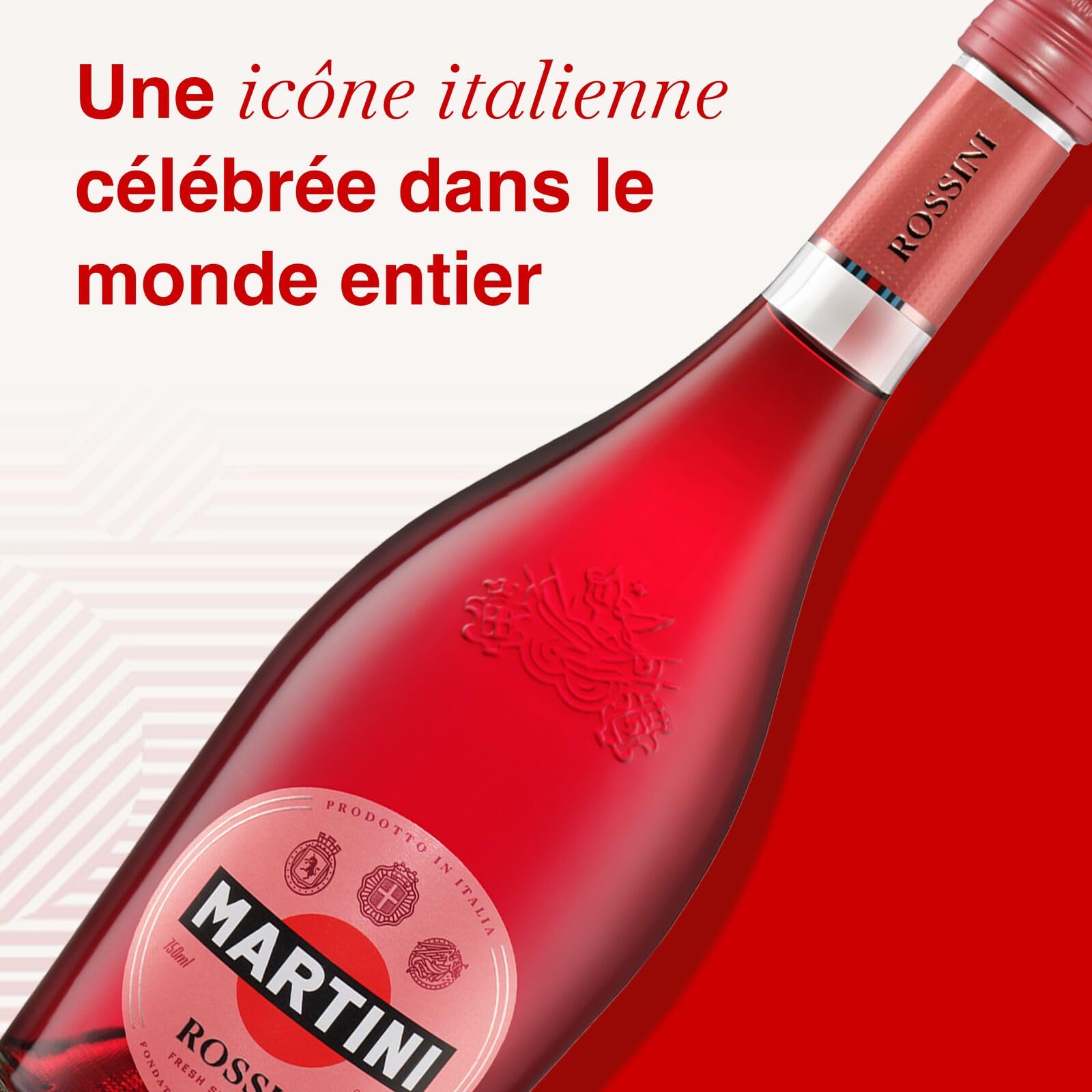 MARTINI Rossini Vin pétillant, Cocktail prêt à servir, Vin pétillant, 8% vol., 75cl / 750ml (Lot de 5)