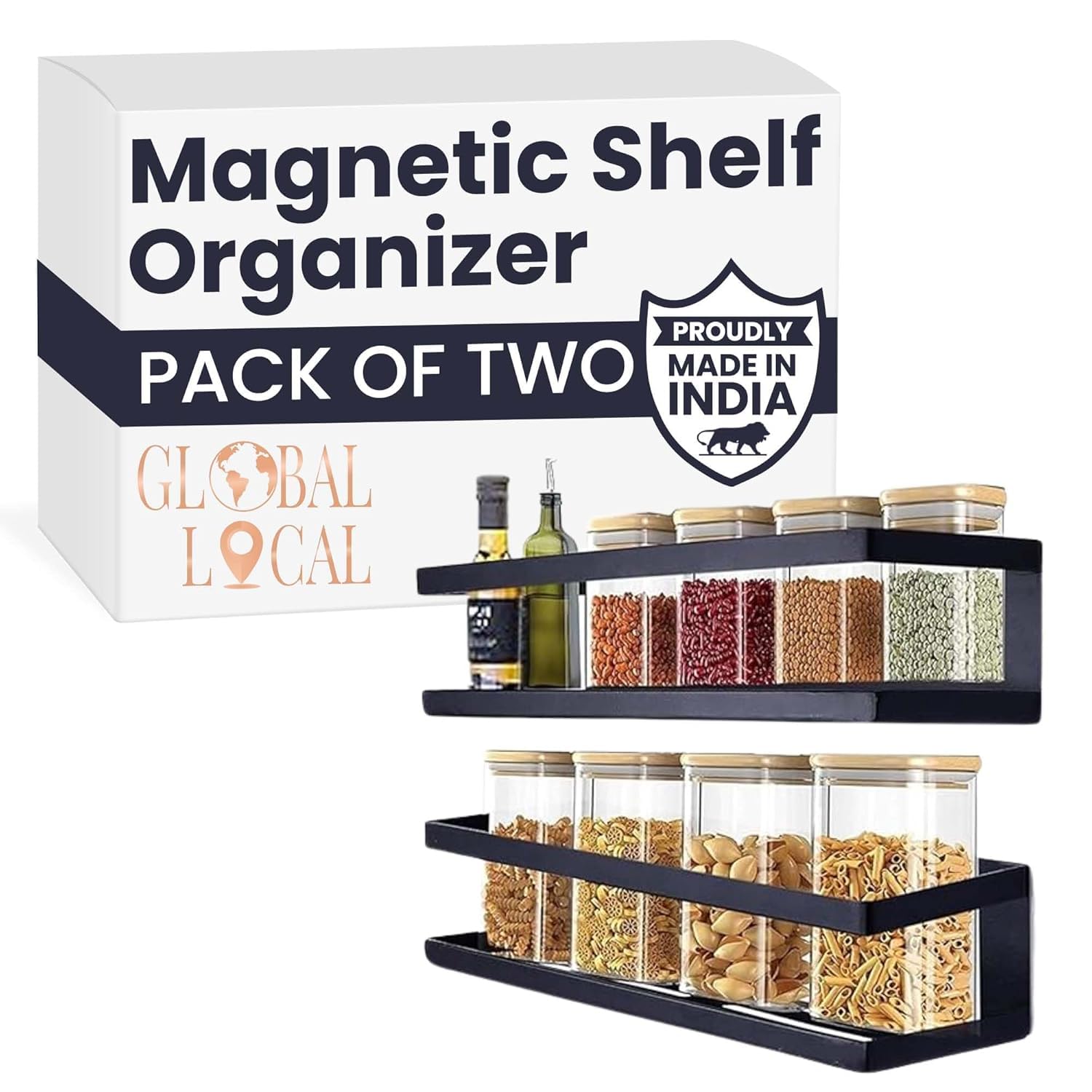 zuku magnetic shelf/organiser for fridge decoration items fridge side storage rack washing machine organizer rack storage shelf accessories items (pack of 2)