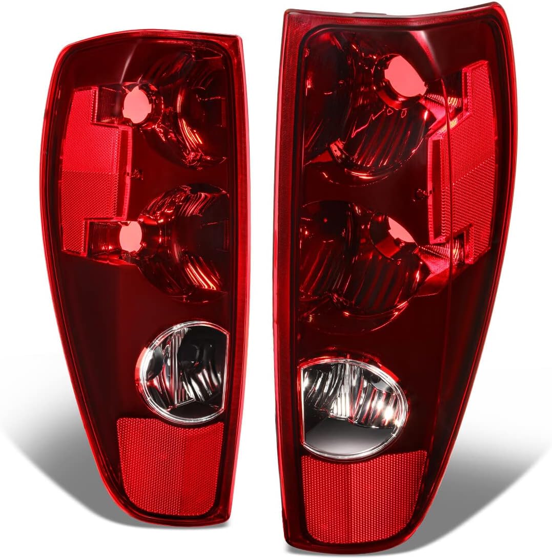 DNA MOTORING TL-ZTL-009-RD-L Left Side OE Style Tail Light Compatible with 2004-2012 Colorado Canyon, Chrome Housing Red Lens