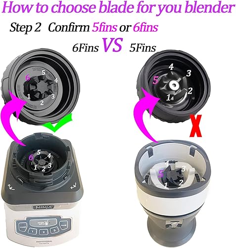Miniatura 3 de Piezas de repuesto para Nutri Ninja, batidora de 6 aletas macho y tazas para licuadora BL660 BL770 BL780 BL740, etc. (paquete de 5)