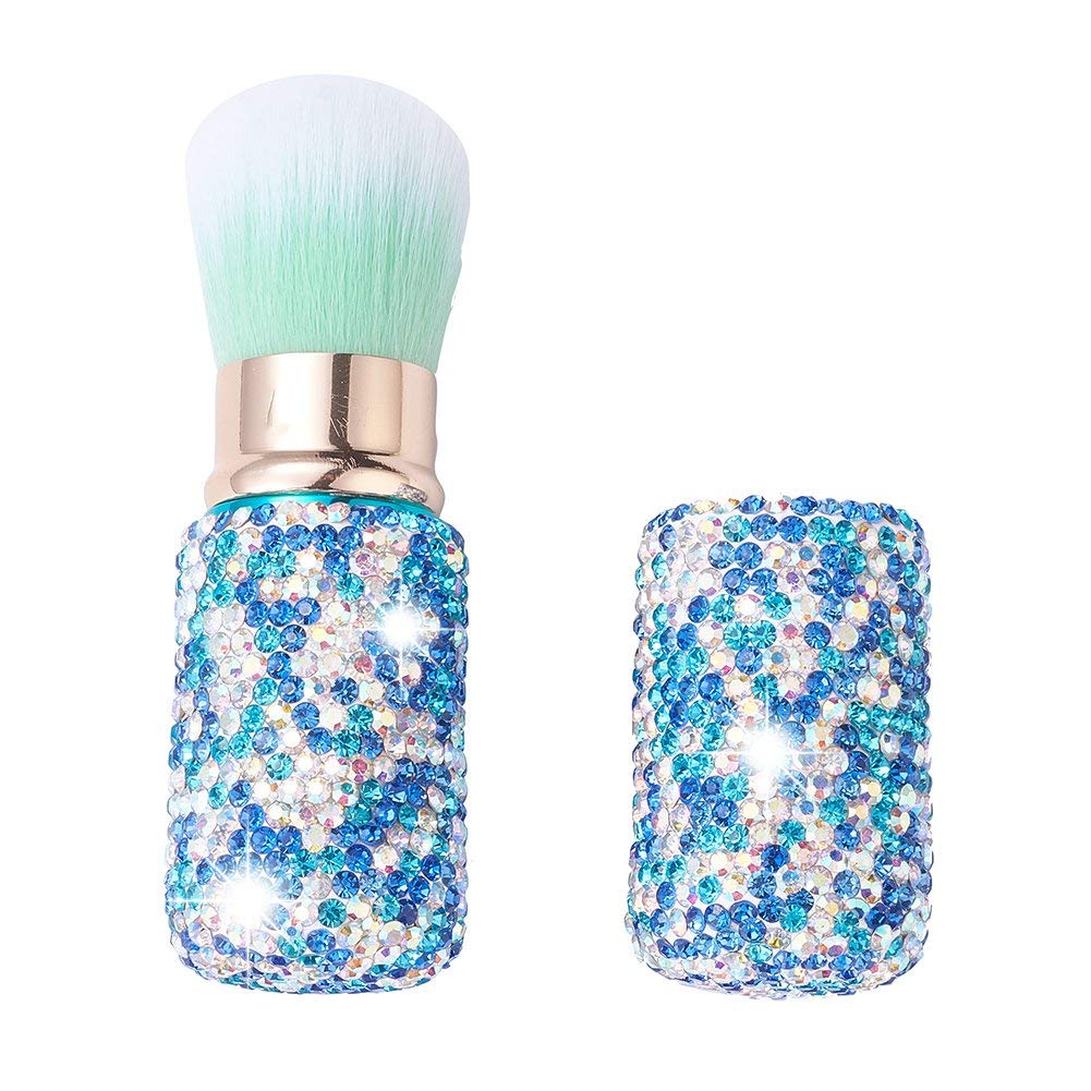 XhuangTech Make-up Pinsel Mit Strass, Einziehbar – Blau, Weiche Synthetikfasern, Ideal Für Foundation & Puder