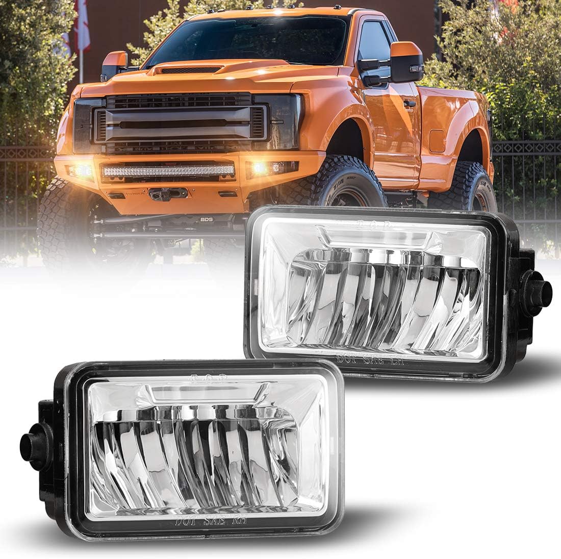 Nixon Offroad LED Fog Lights Assembly w/LED Light Bulb for 2015-2020 Ford F-150 F150, Pair of Fog Light Clear Lens Waterproof Fog Lamp Replacement w/o Fog Light Brackets