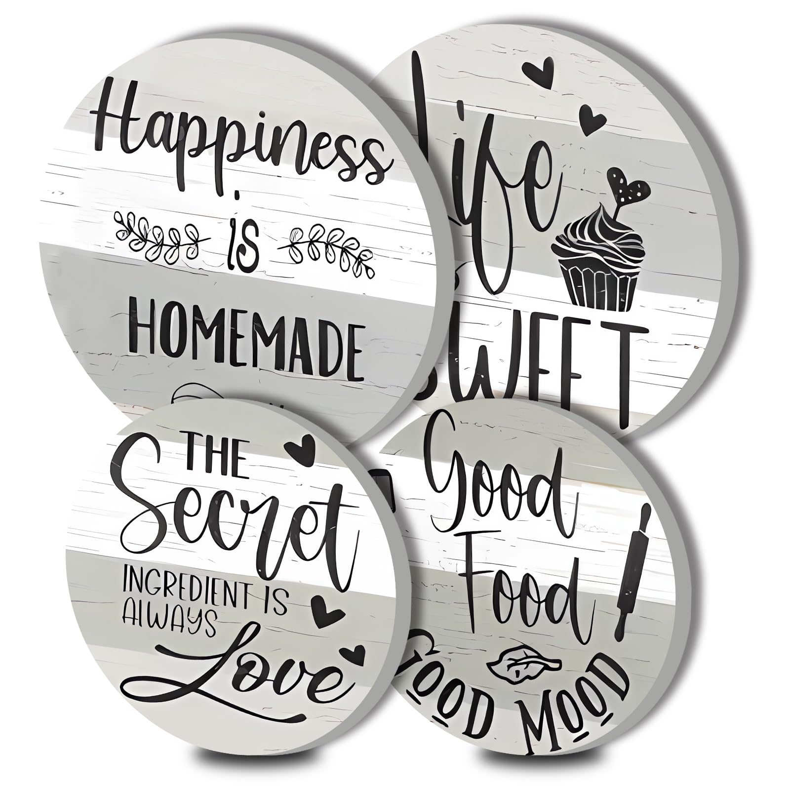 Farmhouse Rustic White Round Metal Hob Covers Set of 4 Stove Cooker Hob Covers for Cookers Gas Stove Protector Cookware Accessories Modern Cooktop Decor
