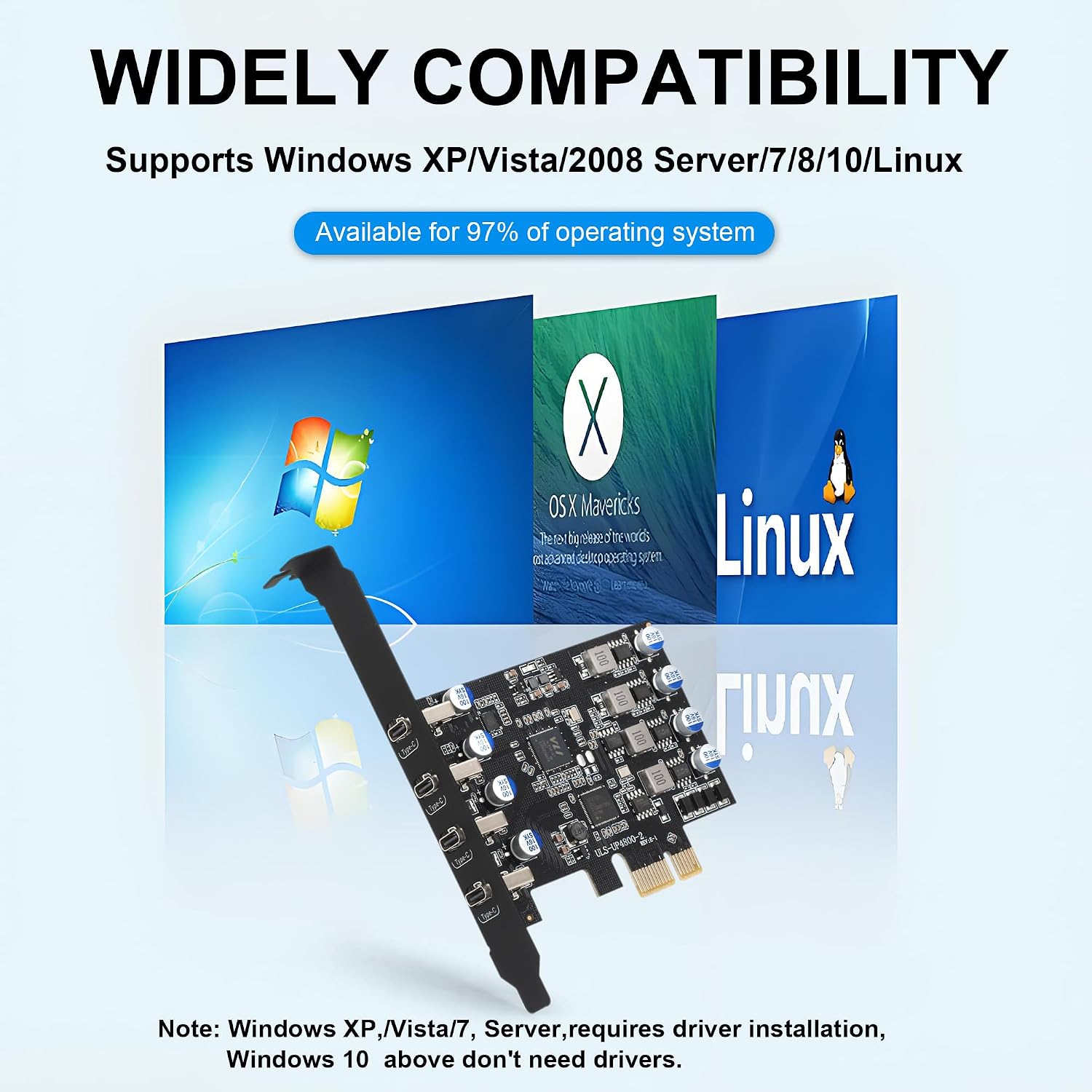 PCIe USB 3.0 Card 4 Port, 5Gbps USB C PCI Express Expansion Card with Renesas UPD720201 Chip, Add 4 x USB Type-C Ports to Desktop PC - No External Power Required, for Windows/Linux
