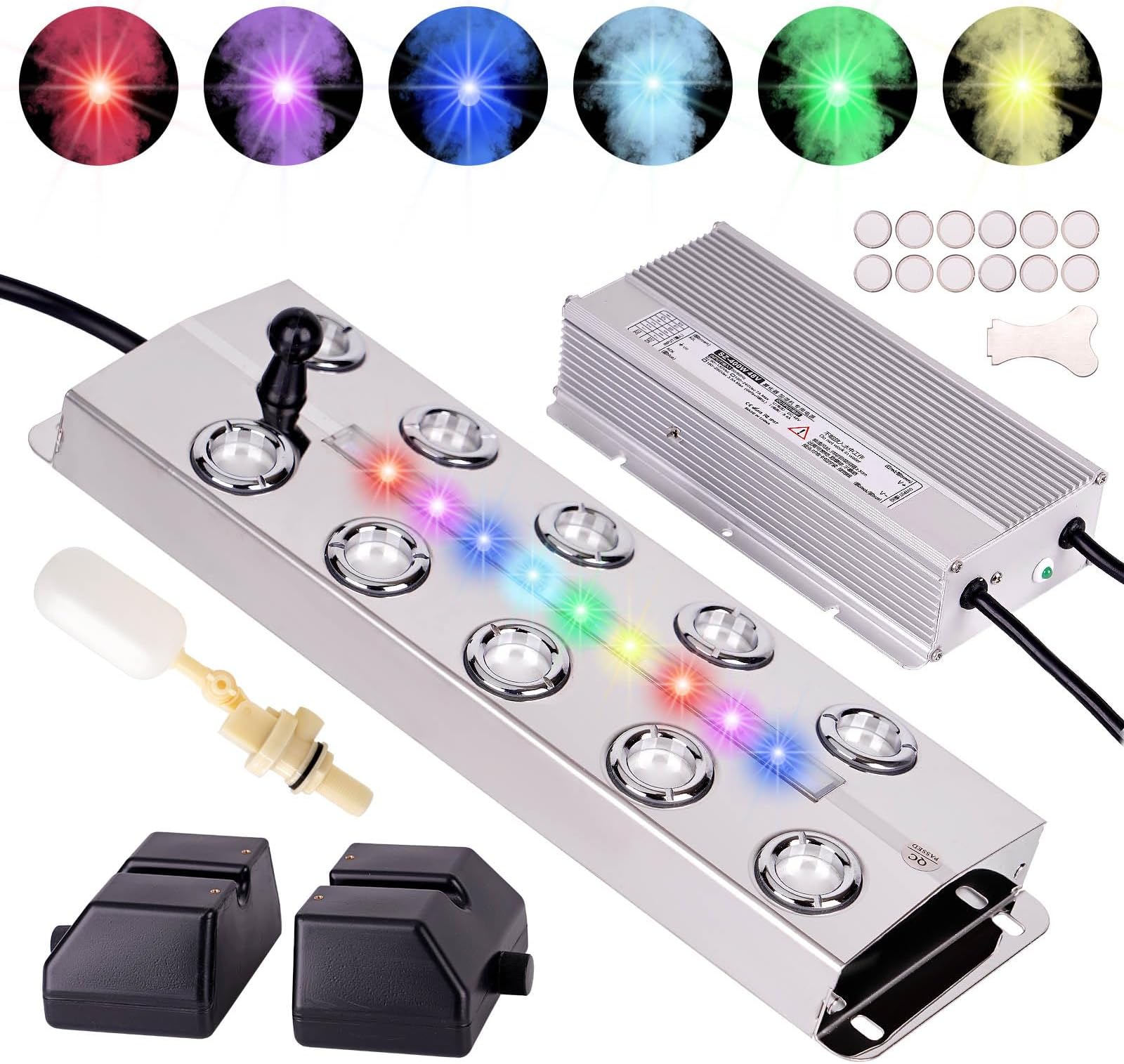 Ultrasonic Fogger 10 Head Ultrasonic Mist Maker Fogger Pond Mister Fogger with Float for Halloween Decorations Aquarium Fish Tank Terrarium Greenhouse Plants Fountain, 19.8 lb/h (9000ml/h)