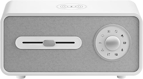 Máquina de sonido de ruido blanco para dormir, 9 sonidos naturales y relajantes, cargador inalámbrico, reproducción de música para dormitorio y