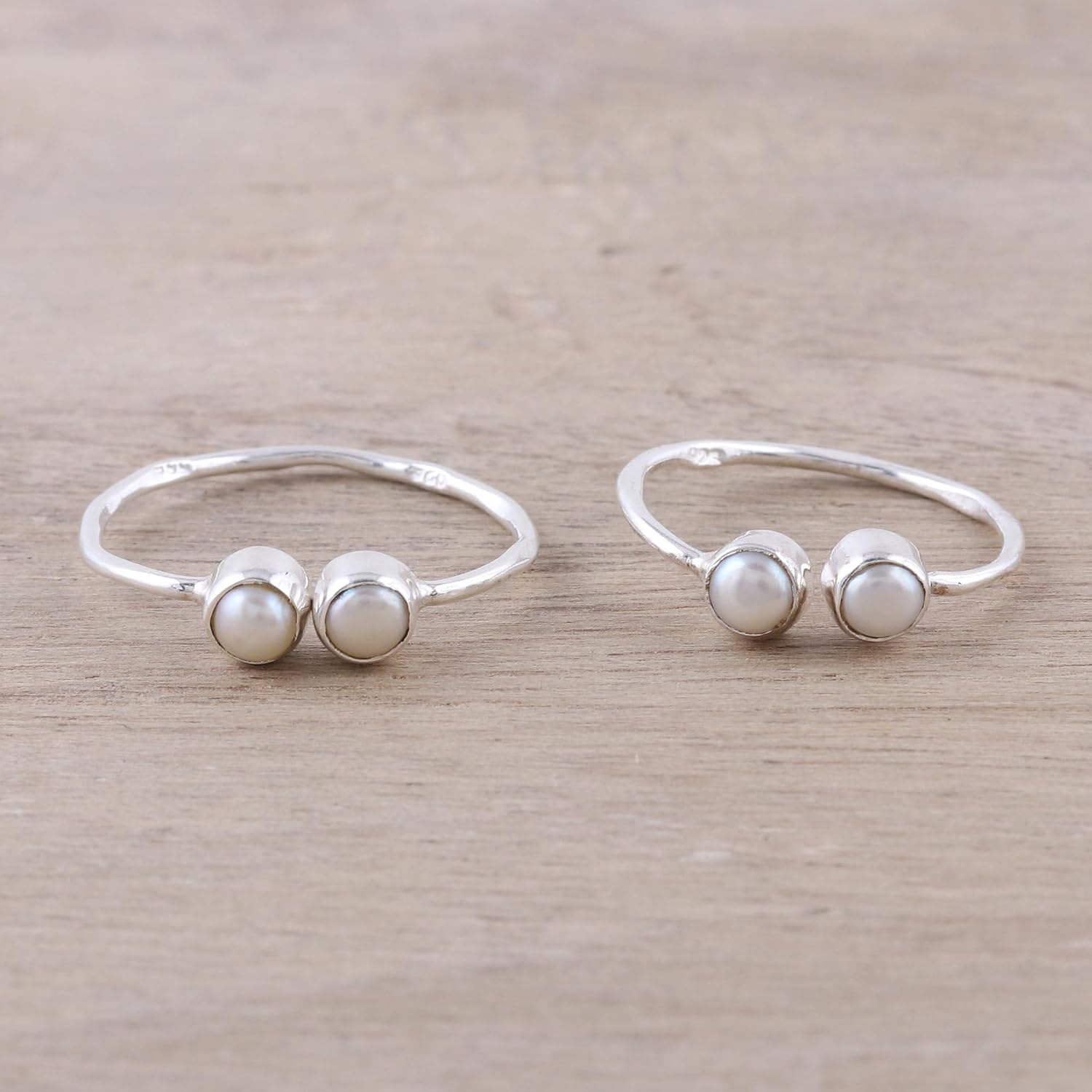 NOVICA Artisan Handmade Cultured Pearl Toe Rings Crafted India Sterling Silver Freshwater Wrap Birthstone [ 0.2 in L x 0.4 in W x 0.2 in D Band Width 1 mm W] ' Twin Elegance'