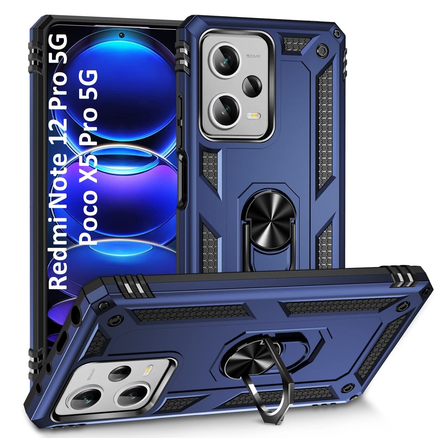 REALCASE Redmi Note 12 Pro 5G/ Poco X5 Pro 5G Back Cover Case | Hybrid PC Military Grade Shock Proof Armor Defender Ring Back Cover Case for Redmi Note 12 Pro 5G / Poco X5 Pro 5G (Blue) (B0BWGZP63D) Amazon Price History, Amazon Price Tracker