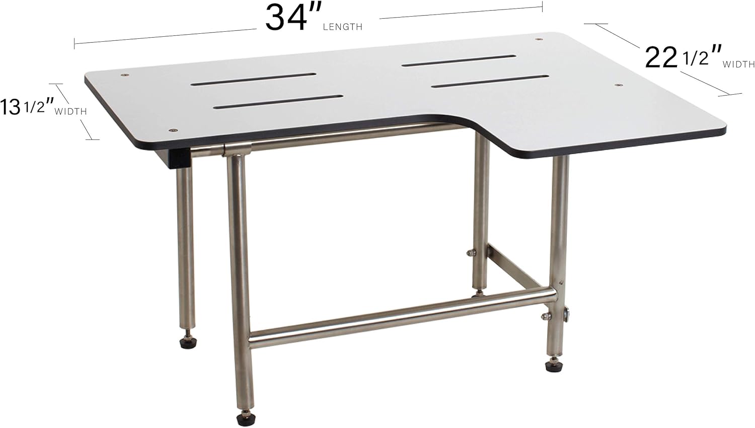 Seachrome SLR2-345225-PWS Lift-Assist ADA L-Shaped Reversible Bathroom Shower Bath Transfer, Folding Wall-Mounted White Phenolic Seat with Swing Down Legs, 34 x 22.5, 34 : Everything Else