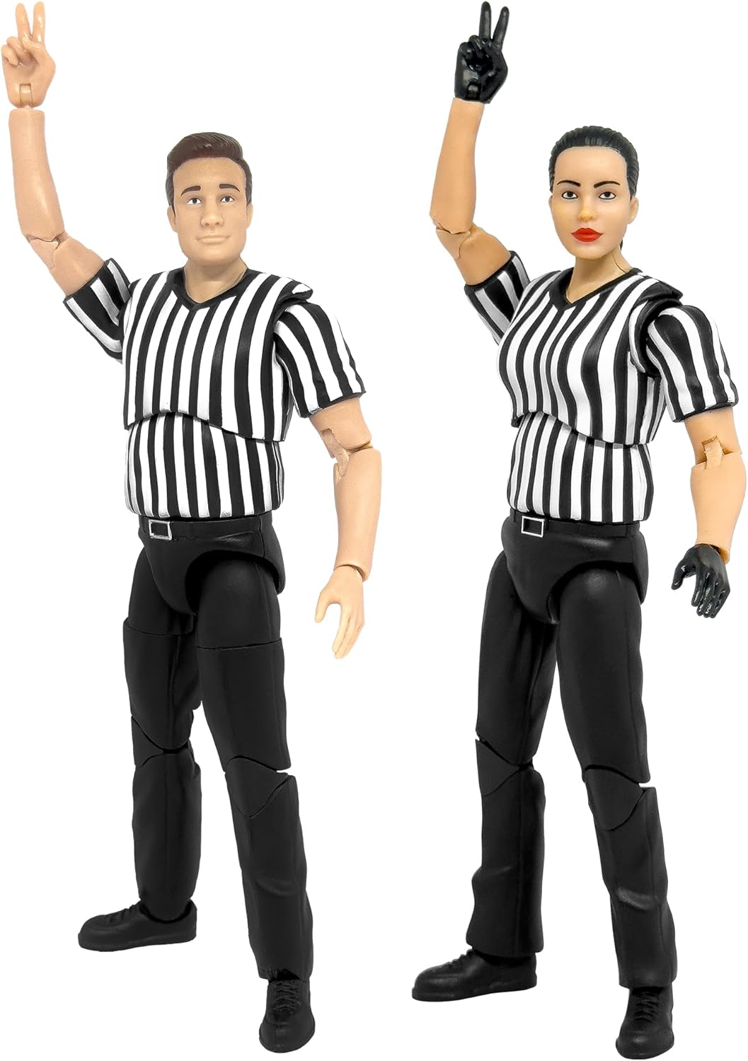 Ultimate Male & Female Referee with Deluxe Articulation for Wrestling Figures