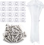 100 Pcs Cable Tie Mount Base Saddle Type Mount Wire Holder,100 Pcs Cable Zip Ties with Self-Locking (150 x 3.5mm) and Deep Thread Pan Head Screws