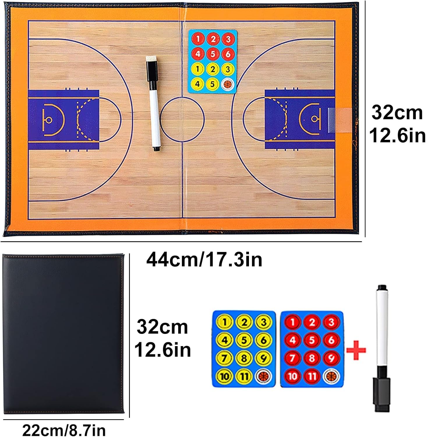 Pizarra Baloncesto Entrenador CREADY con Imanes Lapiceros Carpeta Tactica
