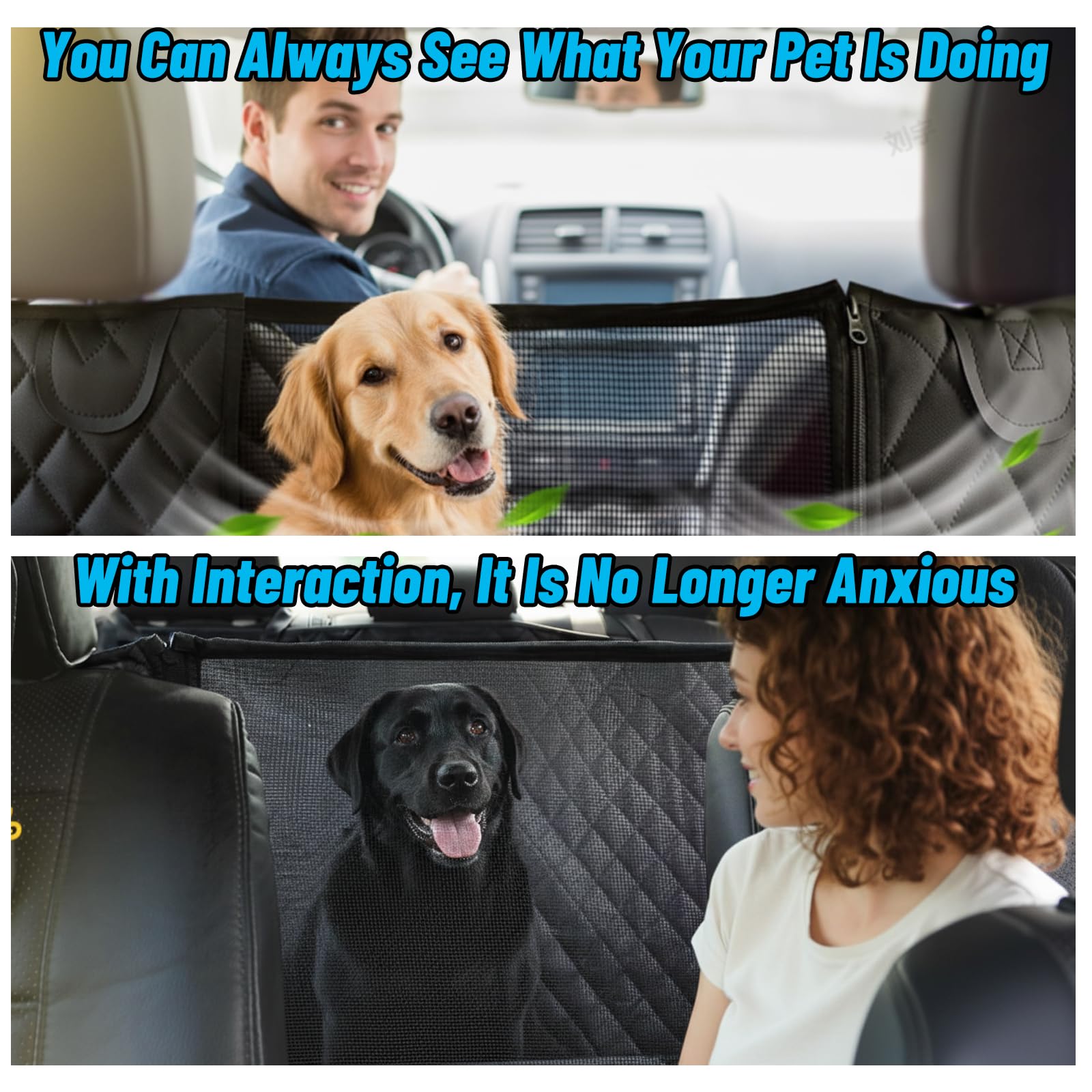 Afcabakila Dog Car Seat Cover for Back Seat with Mesh Window, Waterproof Dog Hammock, 600D Heavy Duty Pet Seats Cover with Side Flap, Anti-Scratch Nonslip Pet Seats Protector for Cars Trucks SUV - image 5