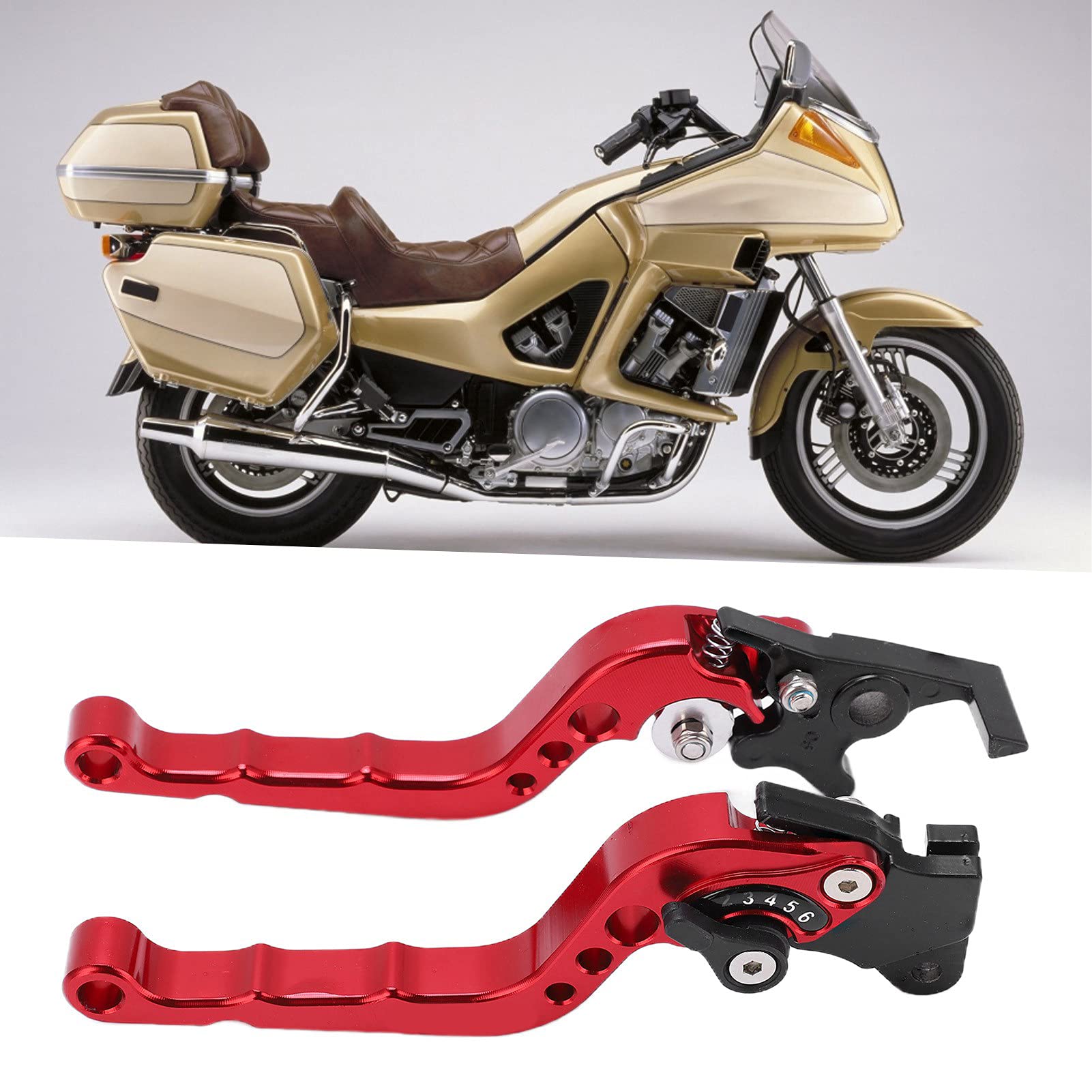 OUKENS Leva della frizione del freno, 2 pezzi Unniversal Motocicletta in lega di alluminio regolabile per dispositivo di frenatura del manubrio del manubrio(rosso)