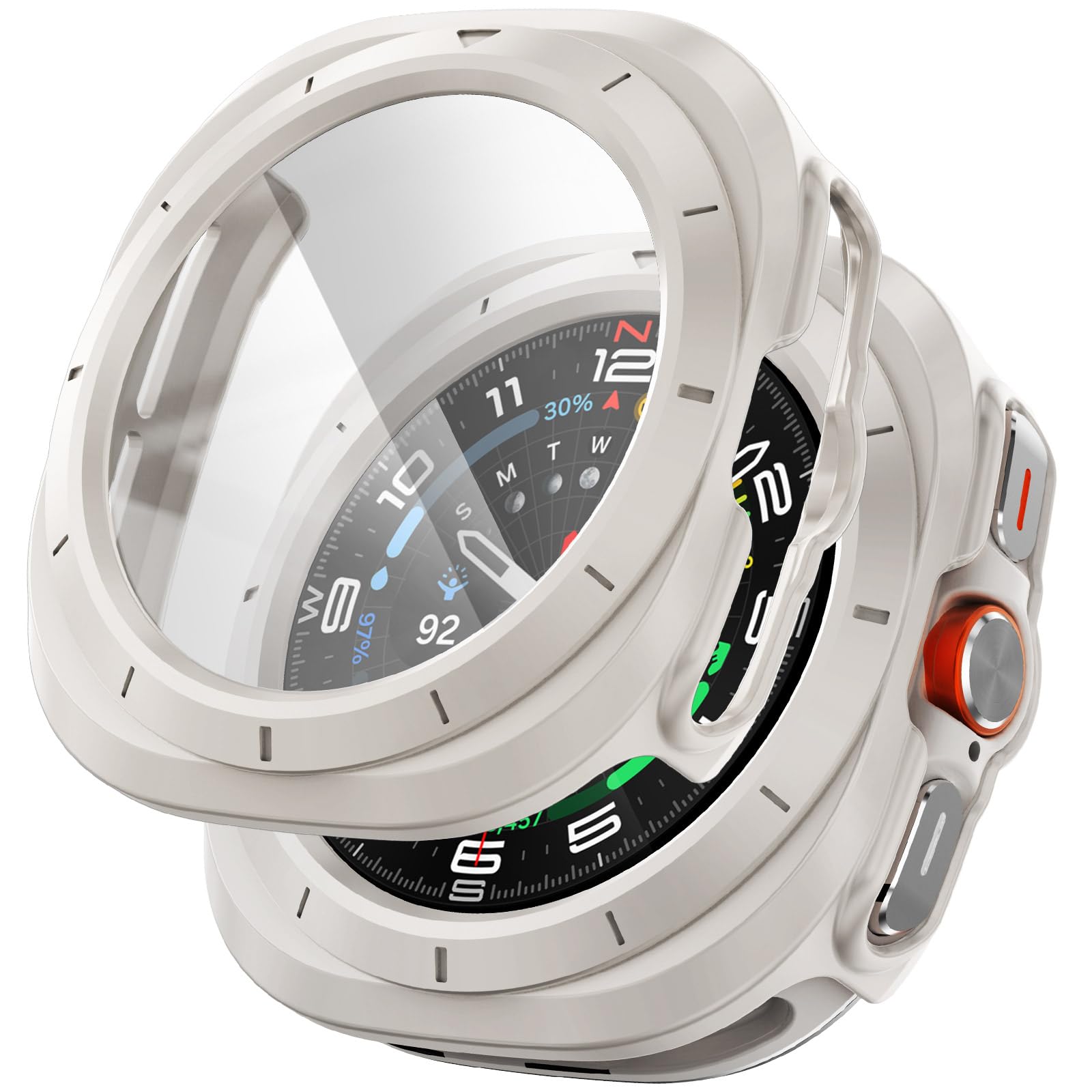 FULLIFE Compatible with Samsung Galaxy Watch Ultra Case 47mm Accessories for Men Women Durable Case with Tempered Glass