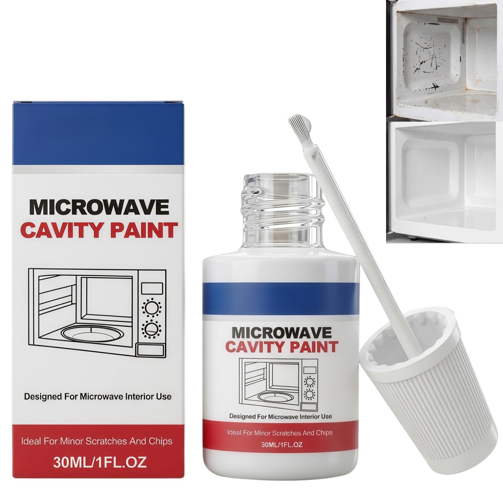 XingBin Microwave Paint Repair,Microwave Paint for Inside Repair,Appliance Coating,High Gloss with Smooth,White Enamel Touch Up Paint for Microwave Oven Cavity Repair,Kitchen Tool,Household Supplies