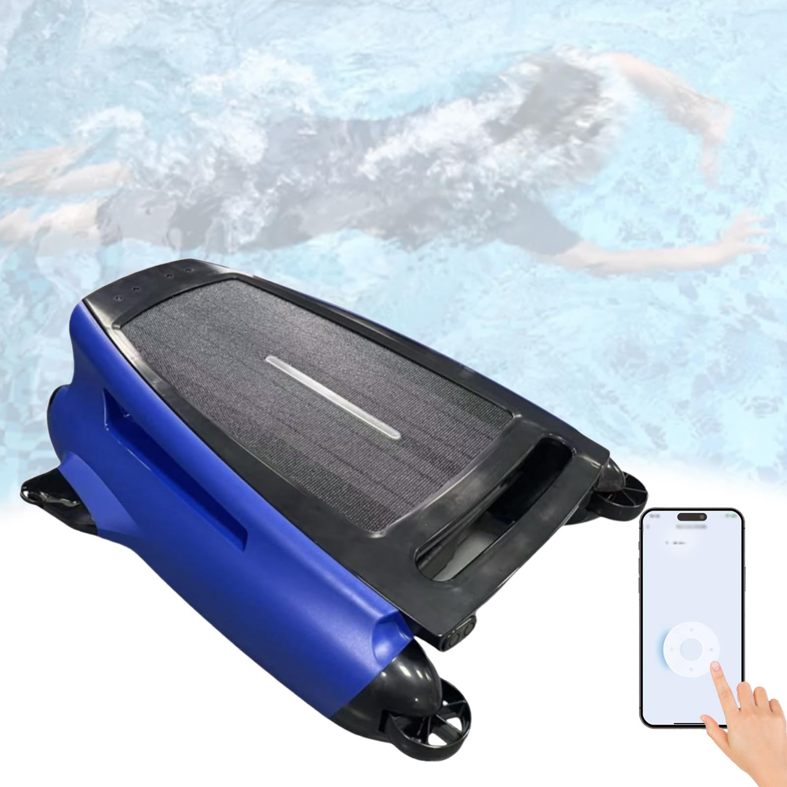 Quixnova Solar Powered Automatic Robotic Pool Cleaner with Dual Charging Mode and Obstacle Avoidance, App Control Pool Sur-face Skimmer for All Swimming Pool B