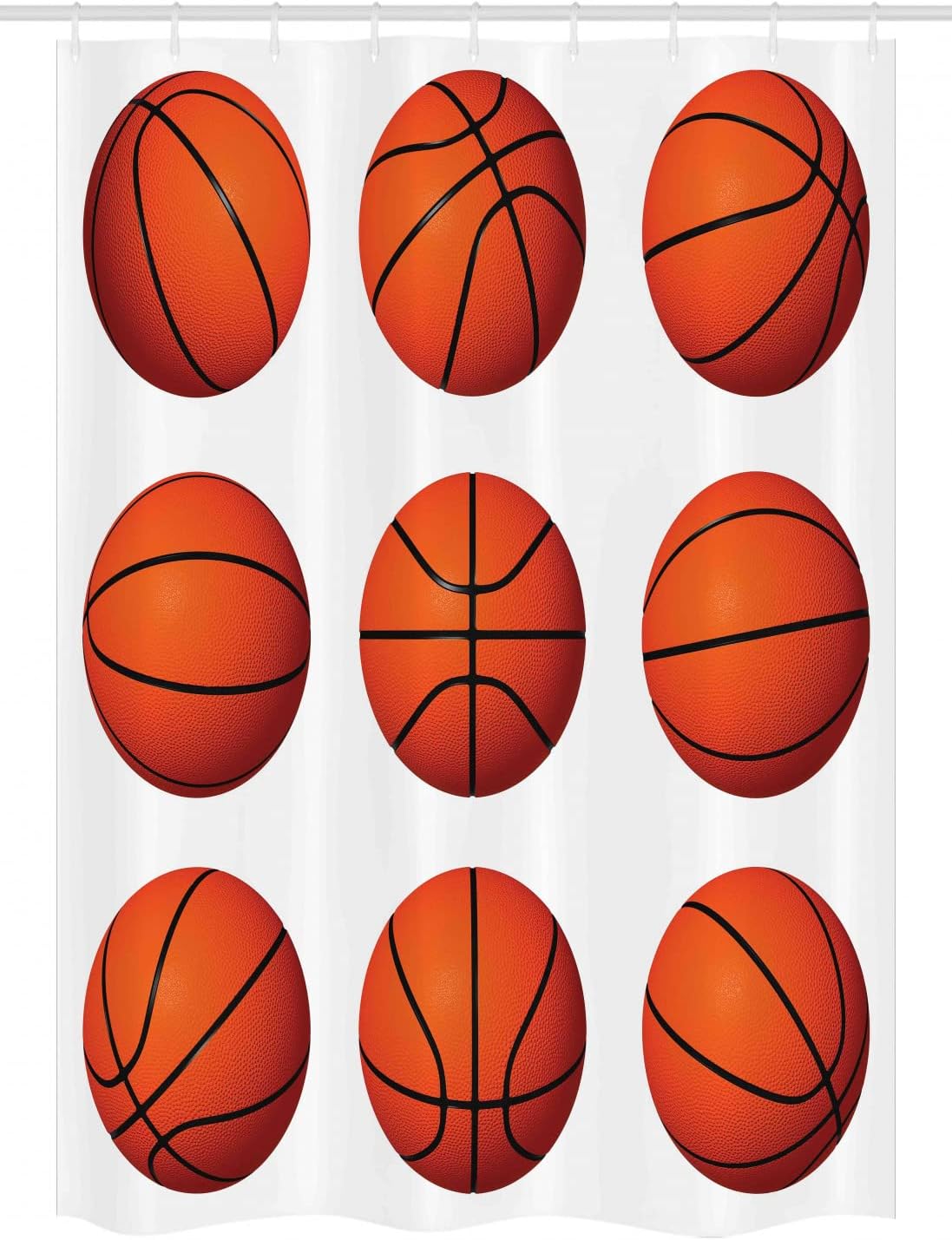 Ambesonne Sports Stall Shower Curtain, Different Positions of Basketballs Sphere Sporting Pastime Athletic Theme, Fabric Bathroom Decor Set with Hooks, 54" W x 78" L, Orange Black White
