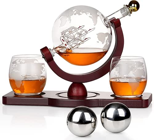 PONPUR Gifts for Men Dad Valentines Day, Whiskey Decanter Globe