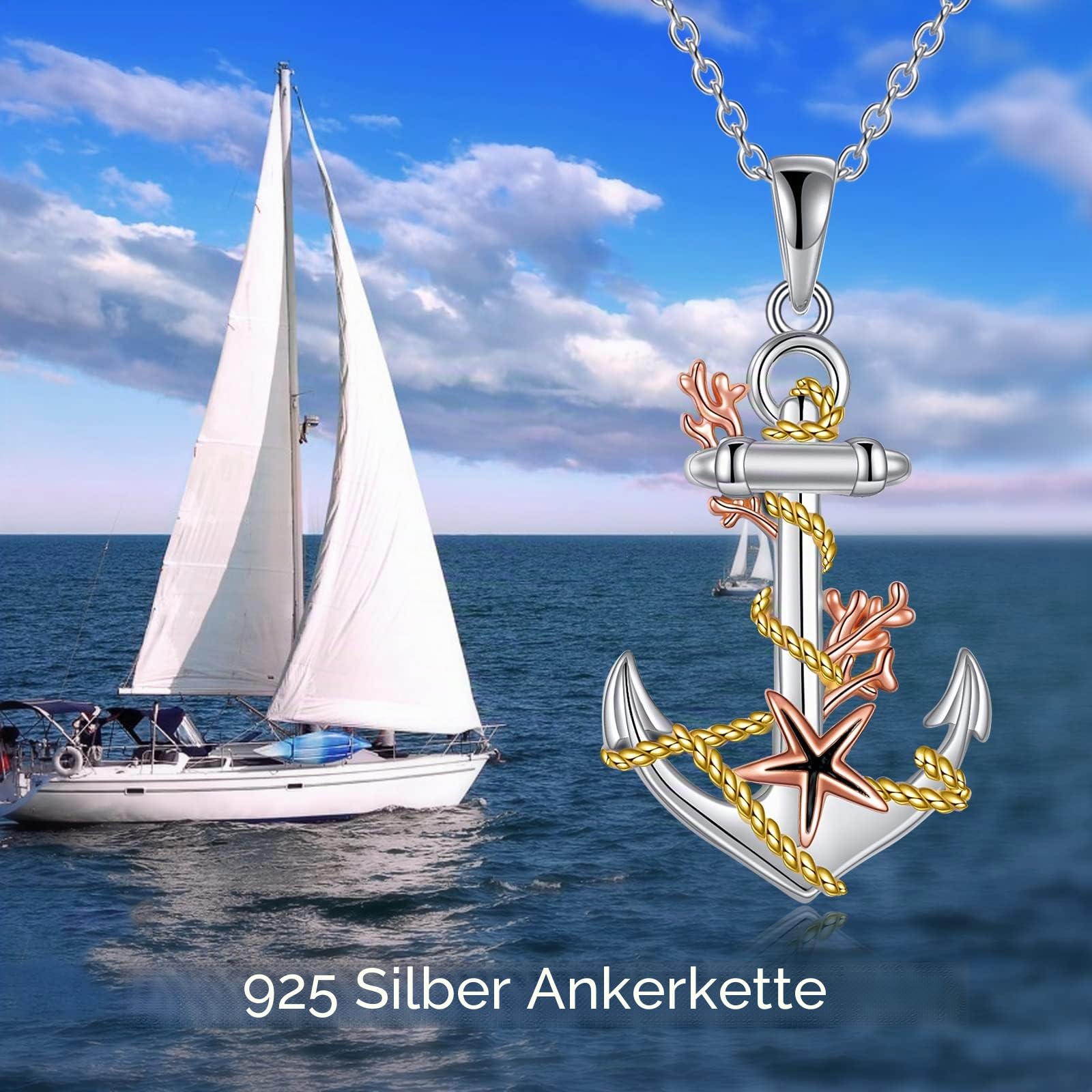 YAFEINI Anker Anhänger Rose Blume Lebensbaum Kette 925 Sterling Silber Kette Vintage Schmuck Geschenke Für Damen Mädchen Mama Mutter Tochter