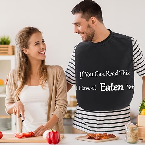 Miniatura 5 de Zhanmai 4 piezas de baberos divertidos para adultos para mujeres, ancianos y hombres, ajustables, lavables, protectores de ropa de comedor, regalos