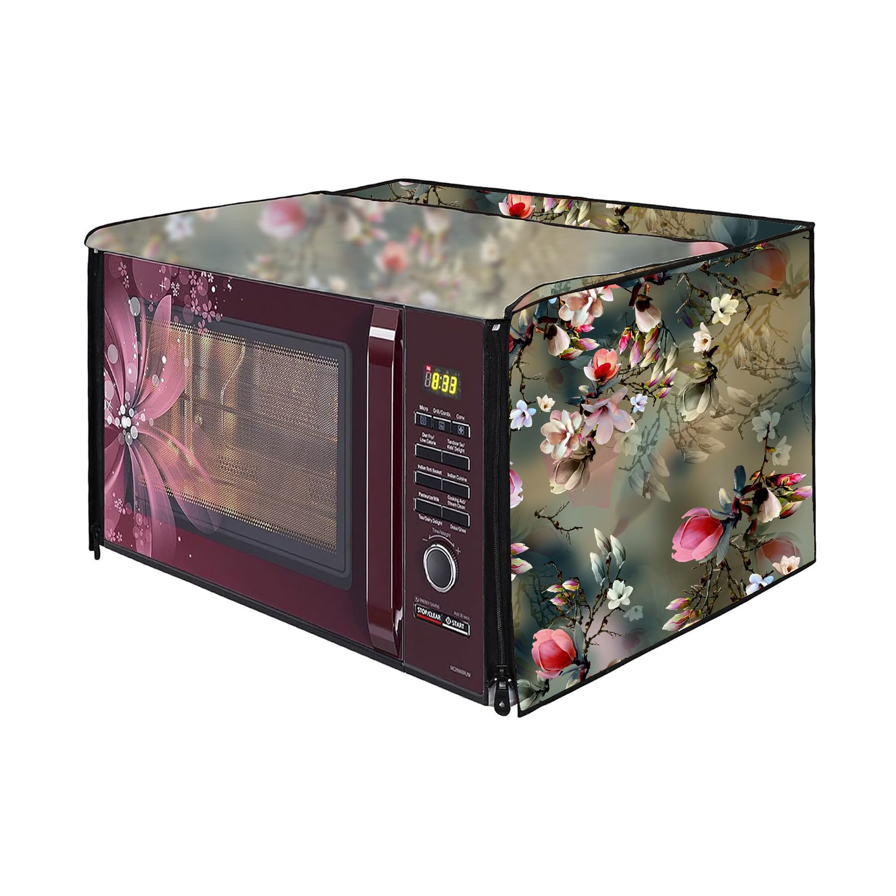 HomeStore-YEP Waterproof Printed Microwave Oven Cover for Samsung 32 Litre Convection Microwave Oven with Transparent PVC Layer Pack of 1 Pc