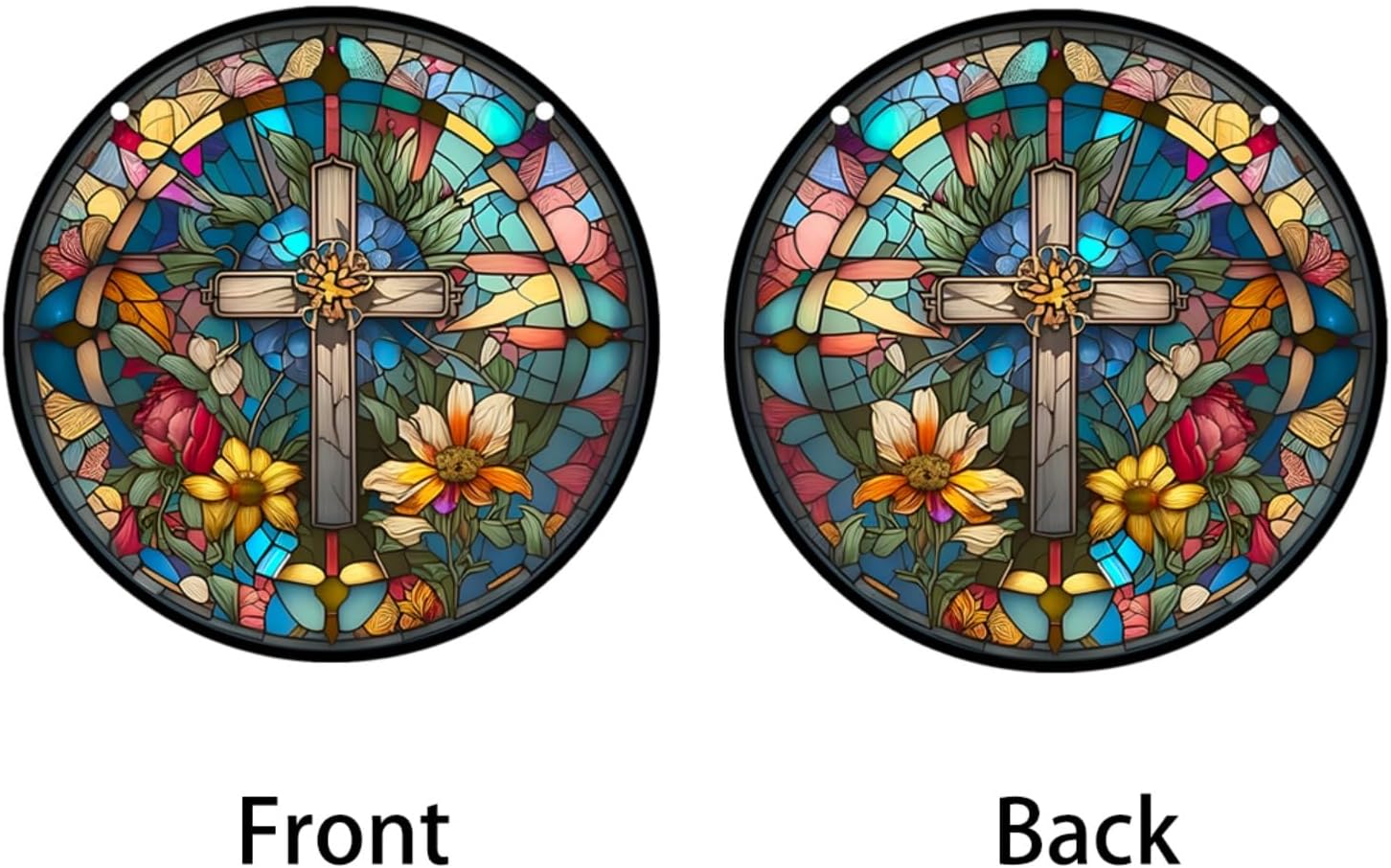 HOTIYOK God Bless Acrylic Window Hanging Vintage Cross Stained Wall Decor, Ideal Housewarming Gift, Home Decor for Mom Grandma Wife Teacher