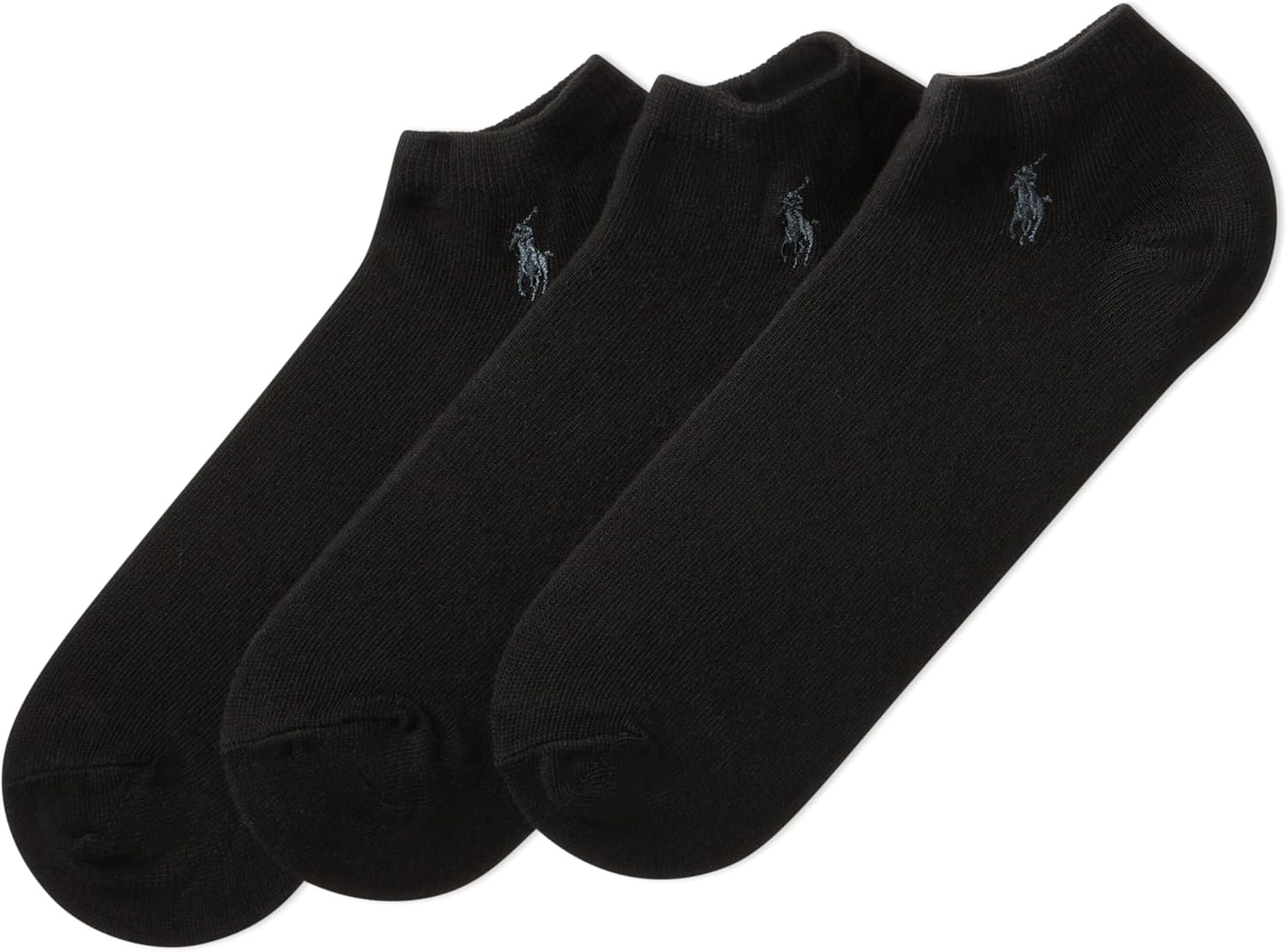 Polo Ralph Lauren Men's Classic Sport Big Pony Low Cut Socks-3 Pair Pack-Soft, Black, Men's Shoe Size 6.5-12
