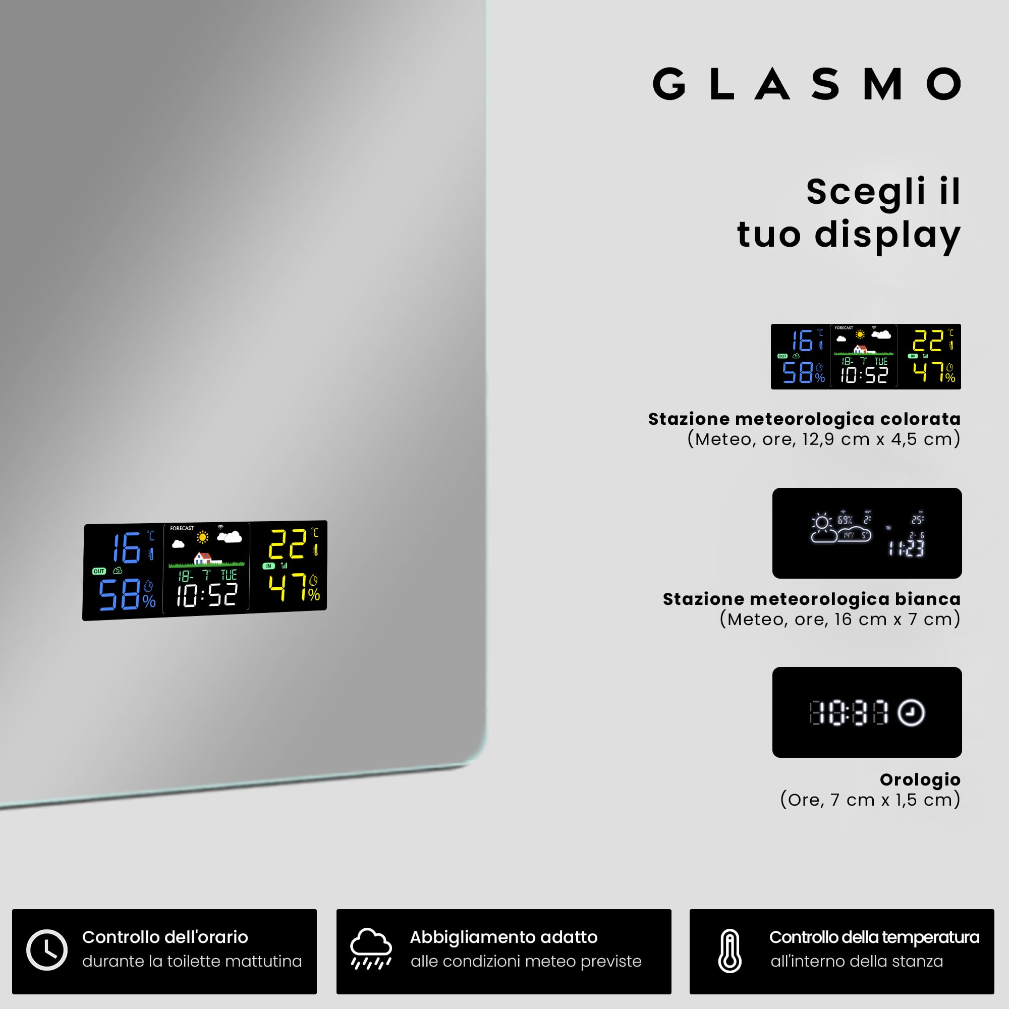 FORAM Specchio da Bagno LED 120x90cm Faye - su Misura - Specchio Bagno con Luce LED - Specchio da Parete Personalizzabile, con Opzione di Selezione