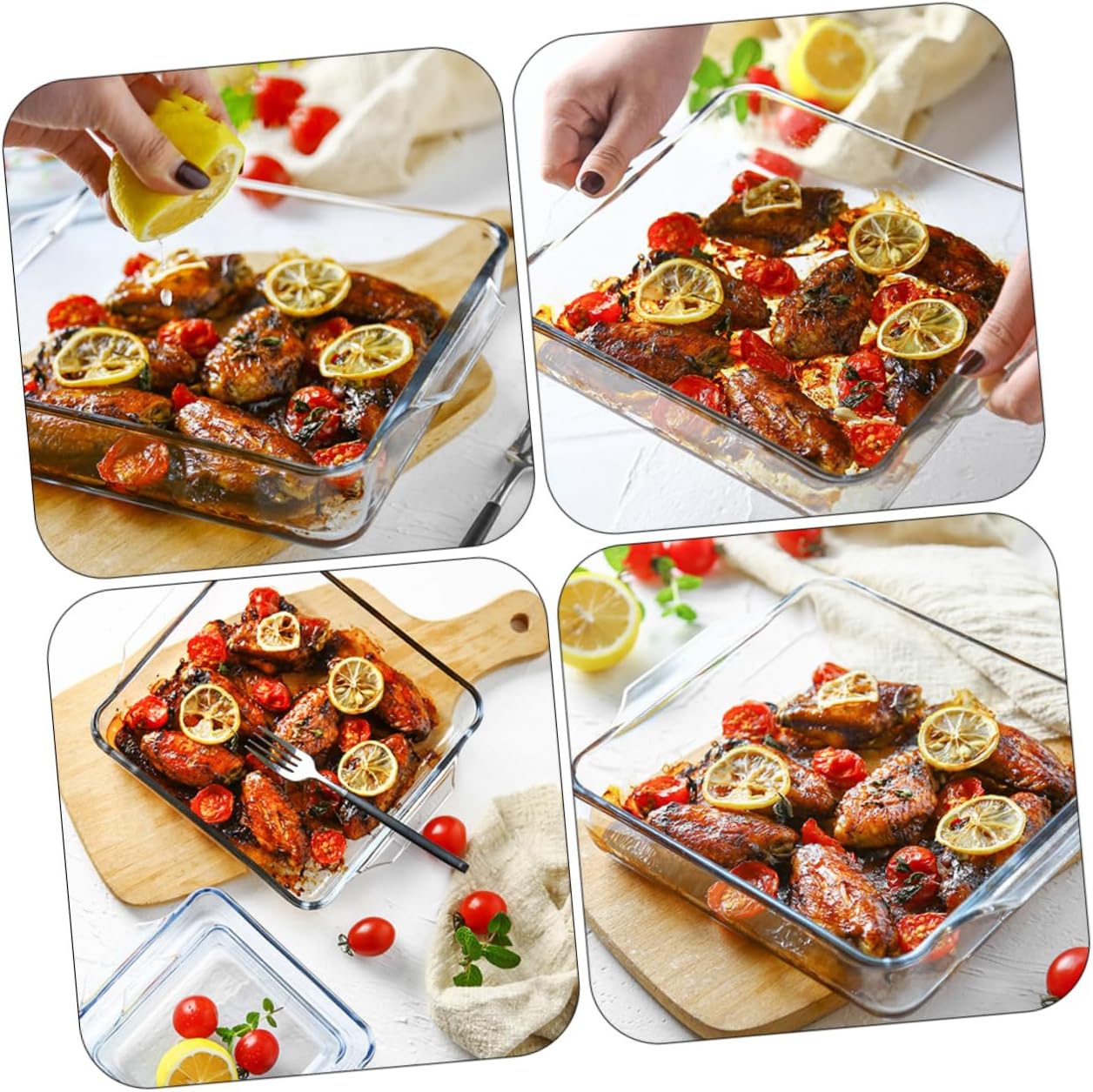 Square Baking Pan Large Glass Pizza Baking Pan Non-stick Dishwasher Safe