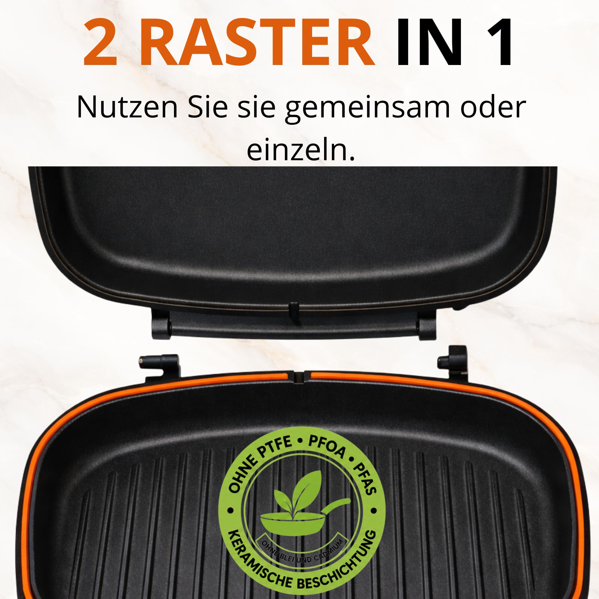 Stone&Stone Doppelseitige Grillpfannen 32 cm, steinbeschichtete Antihaftpfannen Deutsche Qualität Greblon C3+, verwendet von MICHELIN-Sternerestaurants | Deutsche Antihaftbeschichtung