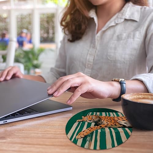 Miniatura 4 de Retro Leopard Mouse Pad for Desk, Trendy Funky Cheetah Mousepad for Office Dorm, Leopard Print Gifts for Women, Office Desk Accessories Supplies