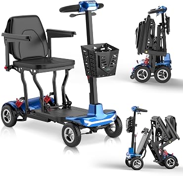 4-Wheel Folding Mobility Scooters for Seniors Adults, 37.5 lbs Lightweight