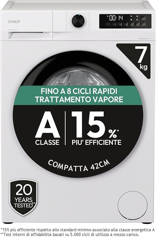 Candy ProWash 300 Washing Machine Slim 7 kg, 1200 RPM, Class A-15%, White [Energy Efficiency Class A]