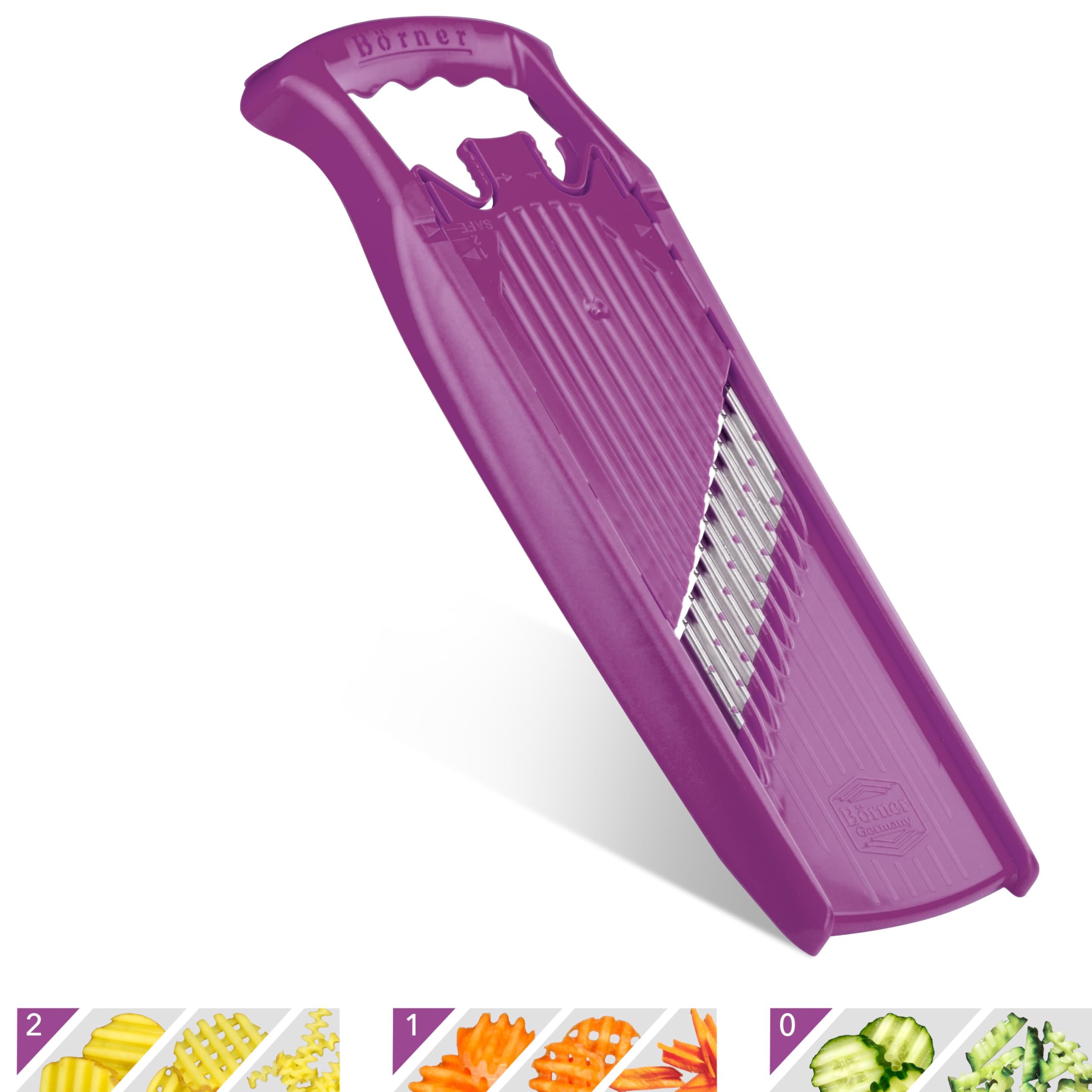 BORNER Wave waffle PowerLine | Vegetable Grater Börner - Quality Made in Germany, Color:Violett