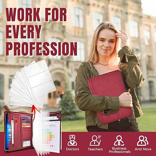 Miniatura 5 de Padfolio - Carpeta organizadora con cremallera, para mujeres y hombres, con funda para documentos, portapapeles tamaño carta A4, tarjeteros