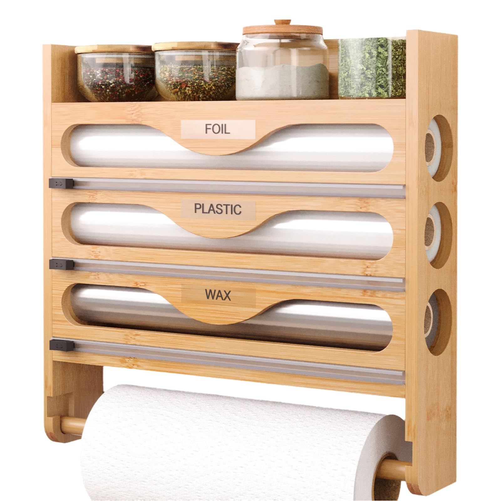 Dispensador Papel Aluminio Y Film,Porta Film con Cortador para Cocina,Organizador Papel Aluminio Y Film Montado En La Pared,FáCil InstalacióN,Organizacion Cocina,para Papel Encerado