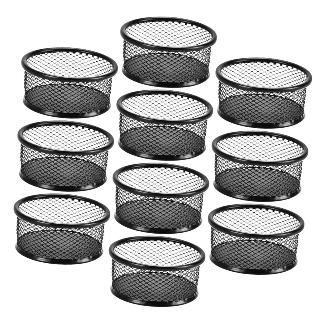 Étui à pinces rond noir et porte-trombones compact, rangement efficace de bureau