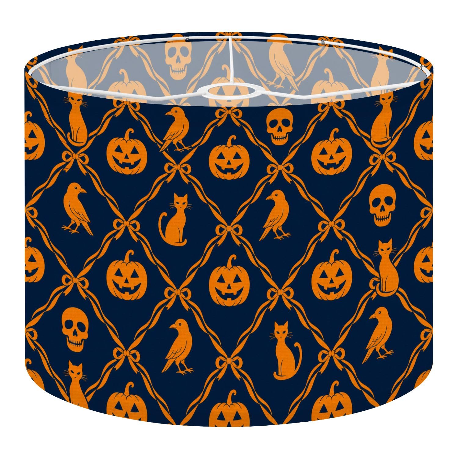 Deruinvaio Multi1 2Pcs 13In Lampshade Lamp Shade Halloween Pumpkins Cats Skulls Ravens For Ceiling Light, Table Lamp Floor Lamp Easy Assembly Replacement Light Shade