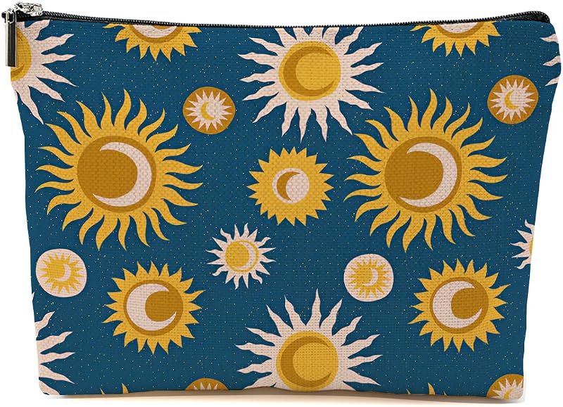 Necessaire de maquiagem Blue Leaves com zíper, estampa multicolorida 1749, 1 unidade