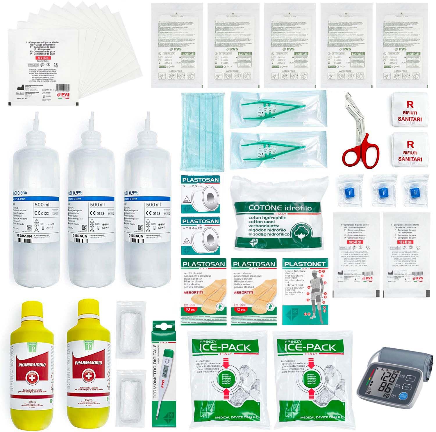 ONFARMA ARMADIETTO DIGIT PLUS BRACCIO allegato 1 CON MISURATORE DI PRESSIONE DIGITALE DA BRACCIO cassetta di pronto soccorso conforme DM 388 allegato 1 oltre 3 dipendenti