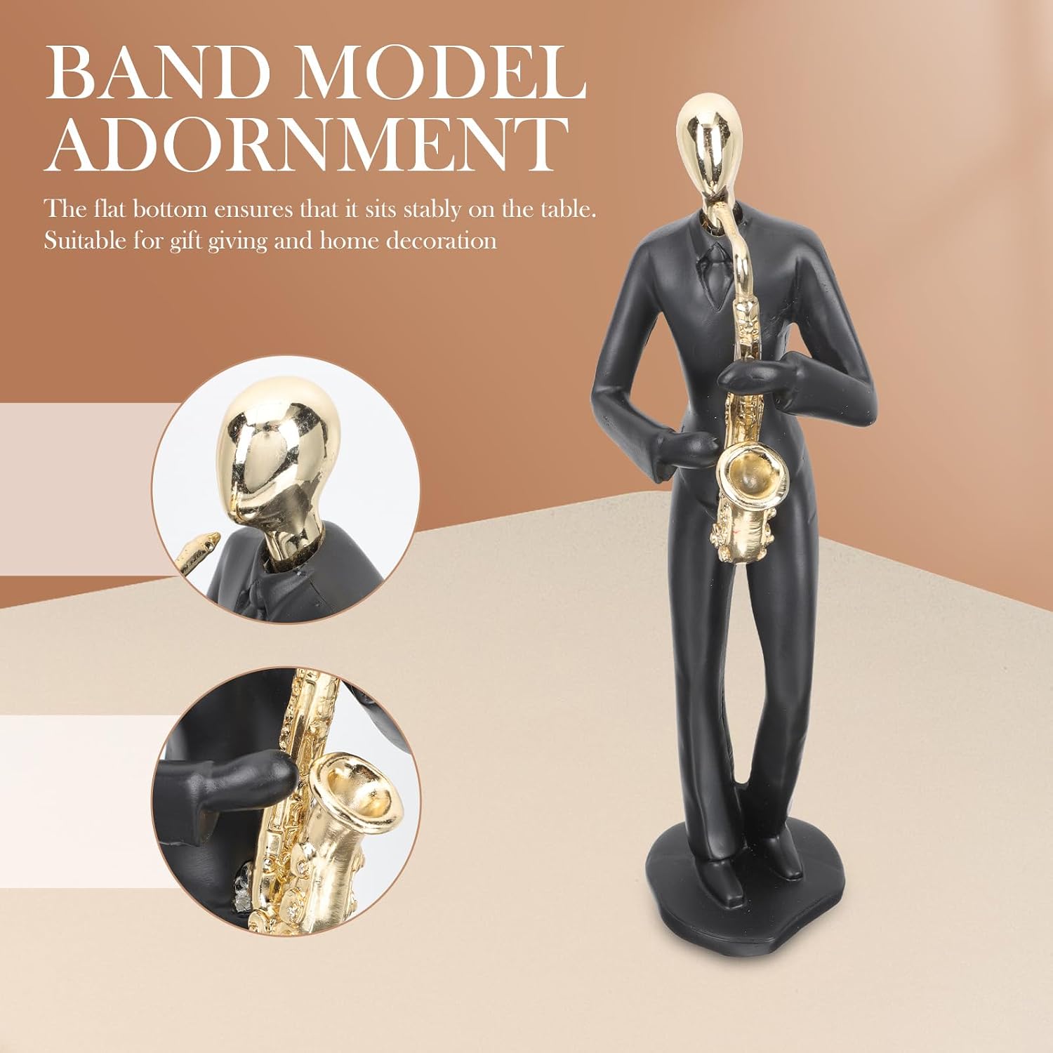 Saxophone Ornament Musical Instrument Model Decor Creative Band Model Adornment for Home Office Desk Shelf Tabletop Flat Bottom Display 11.02 X 3.14 X 2.75 in