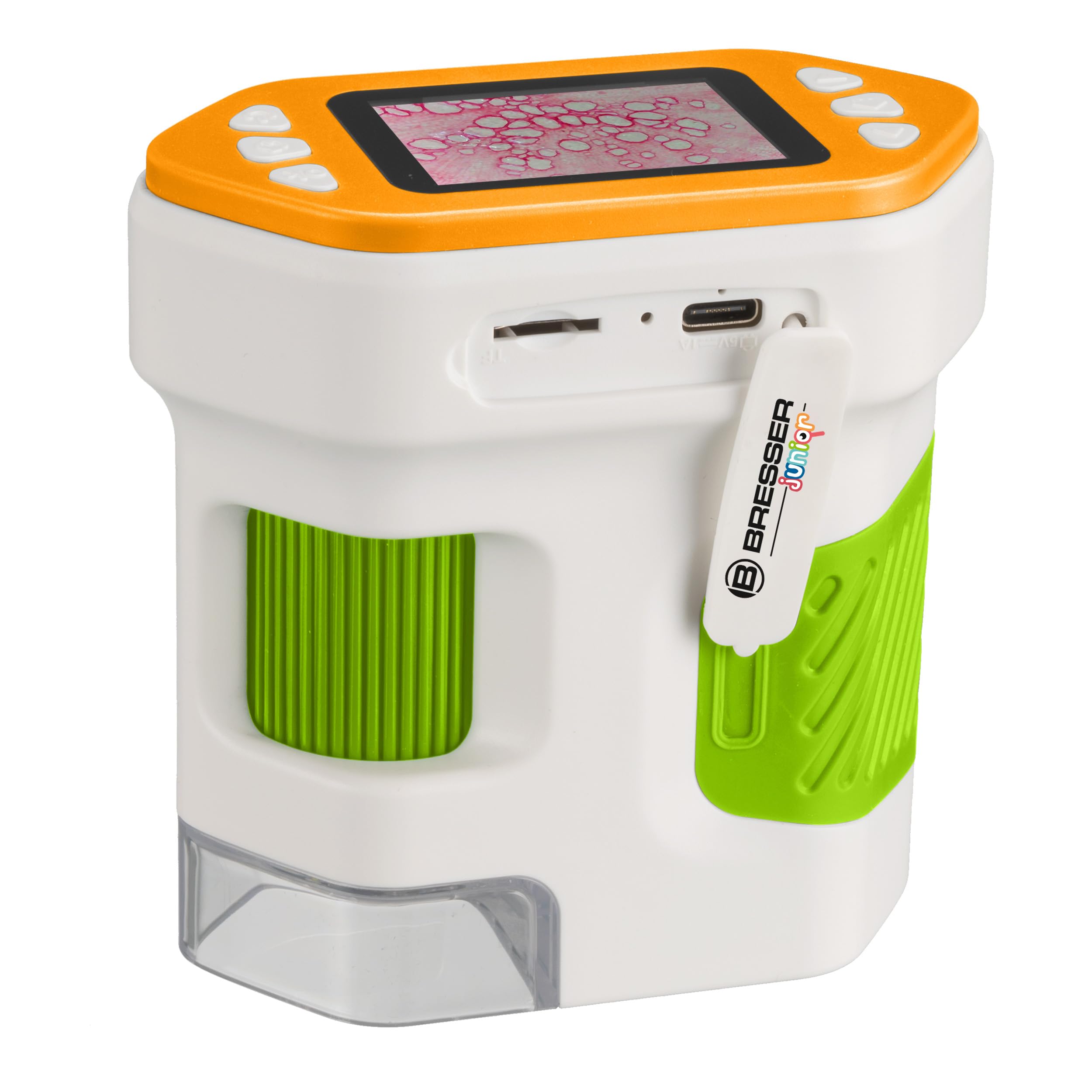 Bresser Junior Digitales Taschenmikroskop für Kinder mit Display Foto Video USB-C bis 94x Vergrößerung