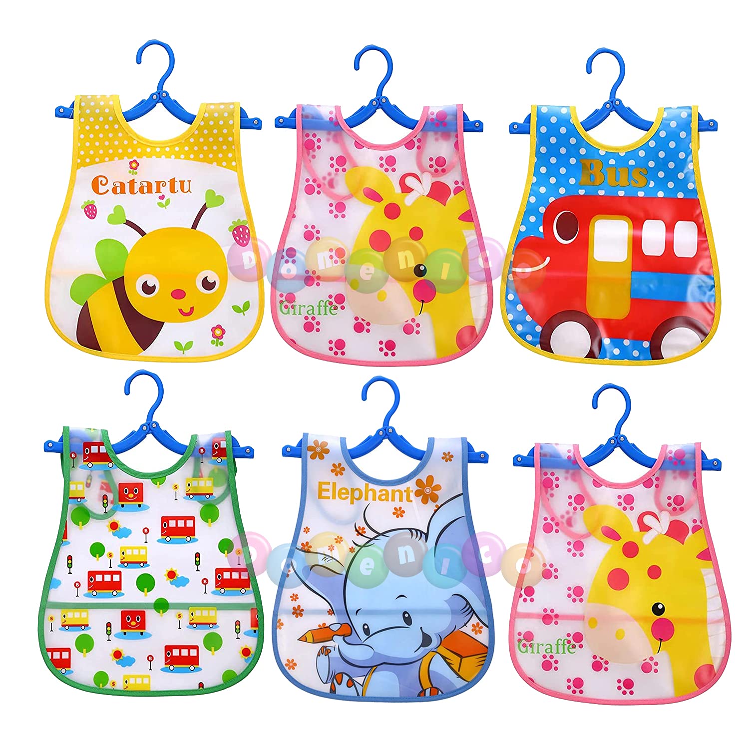 DOMENICO Washable Colorful Waterproof Baby Apron cum Bib Unisex Cute Cartoon Baby Bib Drool Baby Bib Baby Feeding Bibs for Infant Toddler 9 Months to 6 Years Old- Random Print-image-10