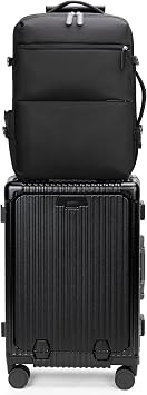 feilario 2 Piece Set Aluminium Frame PC Hard Shell Spinner Wheels Luggage,22.5"X15"X9.5" Airline Approved Built-In TSA lock Carry on Suitcase, with Cup Holder, USB Port, Phone Holder
