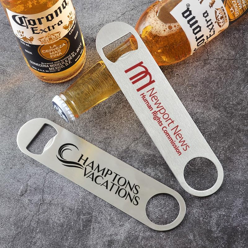 50 Pack Custom Bottle Openers in Bulk Personalized Party Favors Silver Bottle Opener with Logo, Wholesale Stainless Steel Beer Corkscrews - Perfect for Wedding Birthday Party Bottle Opener Gifts