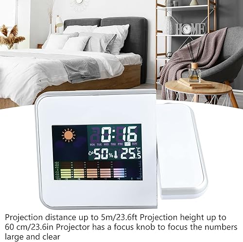 Miniatura 2 de Reloj despertador de proyección para dormitorio, reloj digital con proyector giratorio de 180, pantalla LED transparente, cargador USB, repetición,